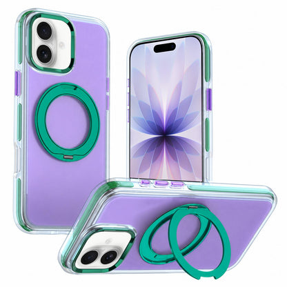 For iPhone 17 Two-tone Contrast Rotating Bracket Phone Case - Purple - EDA009830403B