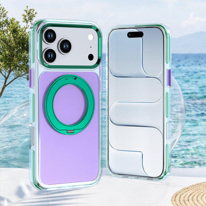 For iPhone 17 Two-tone Contrast Rotating Bracket Phone Case - Purple - EDA009830403B