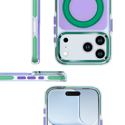 For iPhone 17 Two-tone Contrast Rotating Bracket Phone Case - Purple - EDA009830403B