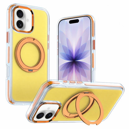 For iPhone 17 Two-tone Contrast Rotating Bracket Phone Case - Orange - EDA009830403C