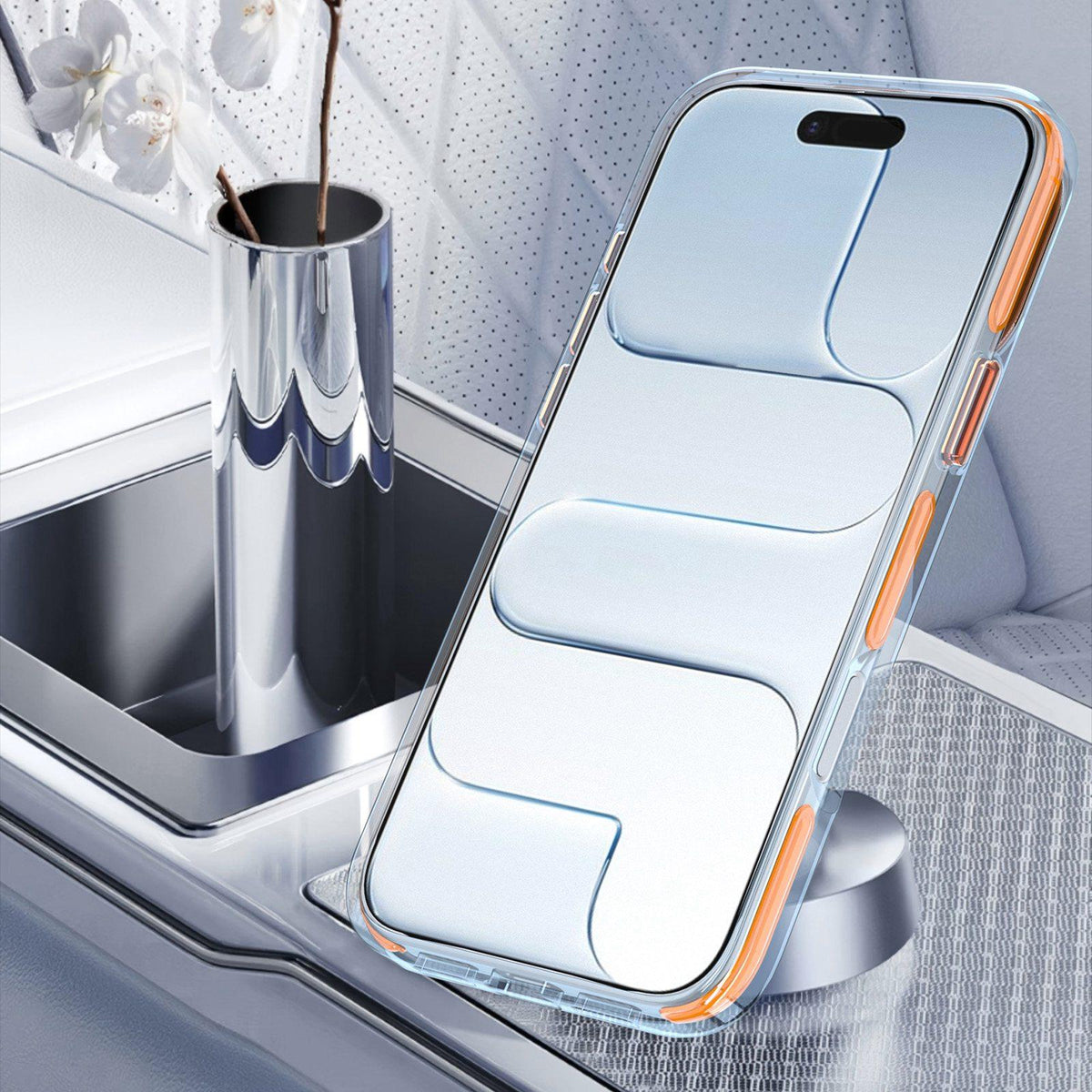 For iPhone 17 Two-tone Contrast Rotating Bracket Phone Case - Orange - EDA009830403C