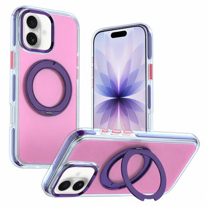 For iPhone 17 Two-tone Contrast Rotating Bracket Phone Case - Pink - EDA009830403D