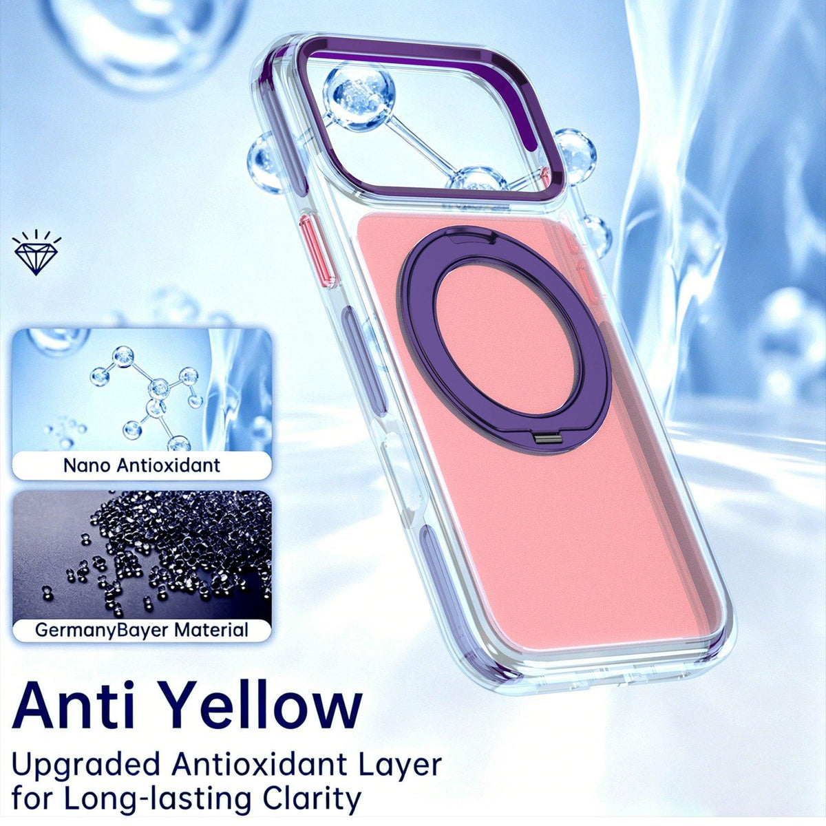 For iPhone 16 Pro Max Two-tone Contrast Rotating Bracket Phone Case - Pink - EDA009830404D