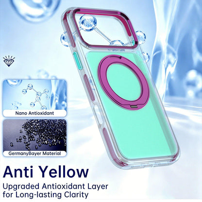 For iPhone 16 Pro Two-tone Contrast Rotating Bracket Phone Case - Blue - EDA009830405A