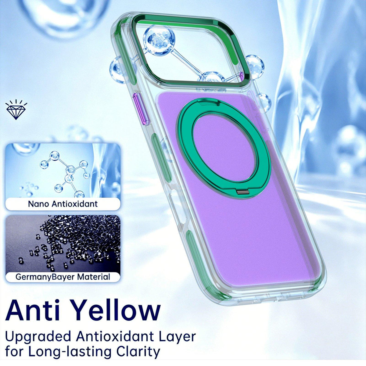 For iPhone 15 Pro Max Two-tone Contrast Rotating Bracket Phone Case - Purple - EDA009830407B