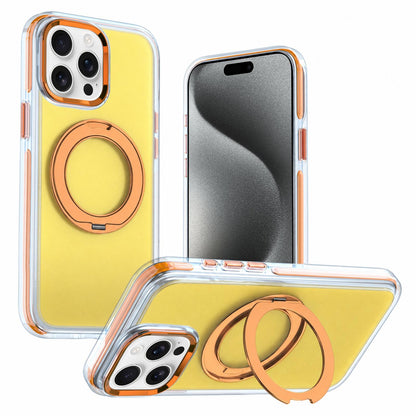 For iPhone 15 Pro Max Two-tone Contrast Rotating Bracket Phone Case - Orange - EDA009830407C