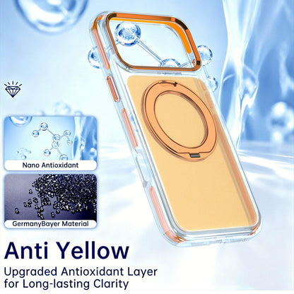For iPhone 15 Pro Max Two-tone Contrast Rotating Bracket Phone Case - Orange - EDA009830407C