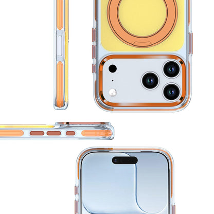 For iPhone 15 Pro Max Two-tone Contrast Rotating Bracket Phone Case - Orange - EDA009830407C