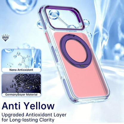 For iPhone 15 Pro Two-tone Contrast Rotating Bracket Phone Case - Pink - EDA009830408D