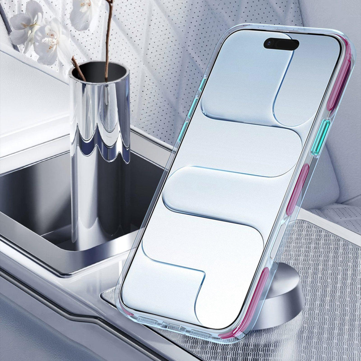 For iPhone 14 Pro Two-tone Contrast Rotating Bracket Phone Case - Blue - EDA009830409A