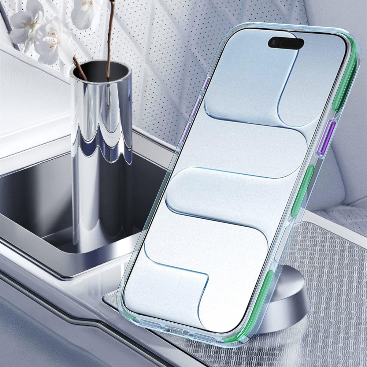 For iPhone 14 Pro Two-tone Contrast Rotating Bracket Phone Case - Purple - EDA009830409B