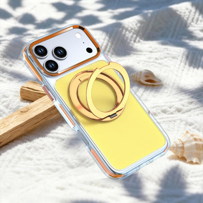 For iPhone 14 Pro Max Two-tone Contrast Rotating Bracket Phone Case - Orange - EDA009830410C