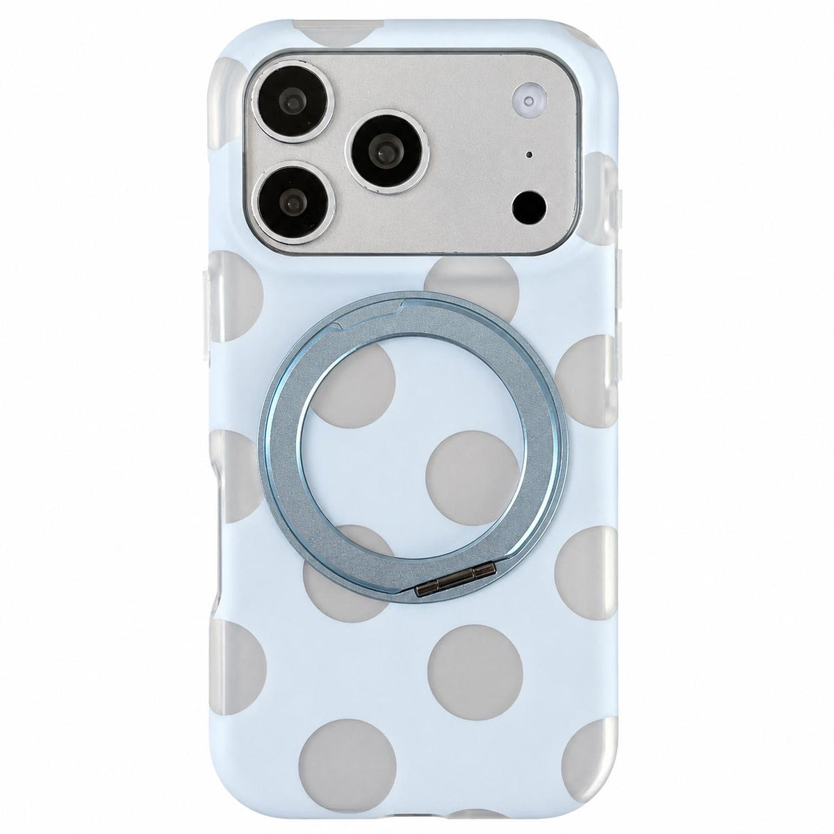 For iPhone 17 Pro Dot Pattern 360 Ring Holder Magnetic Phone Case - Blue - EDA009831402C