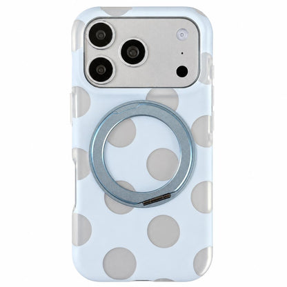 For iPhone 17 Pro Dot Pattern 360 Ring Holder Magnetic Phone Case - Blue - EDA009831402C