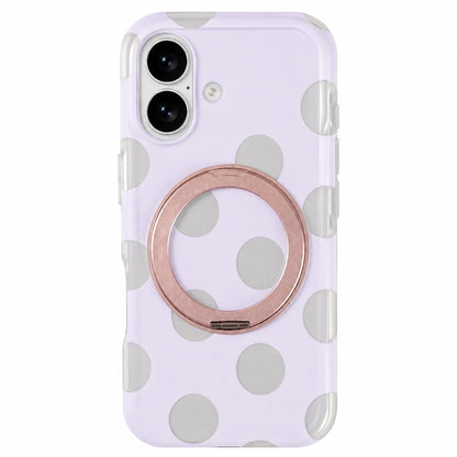 For iPhone 17 Dot Pattern 360 Ring Holder Magnetic Phone Case - Rose Gold - EDA009831403A