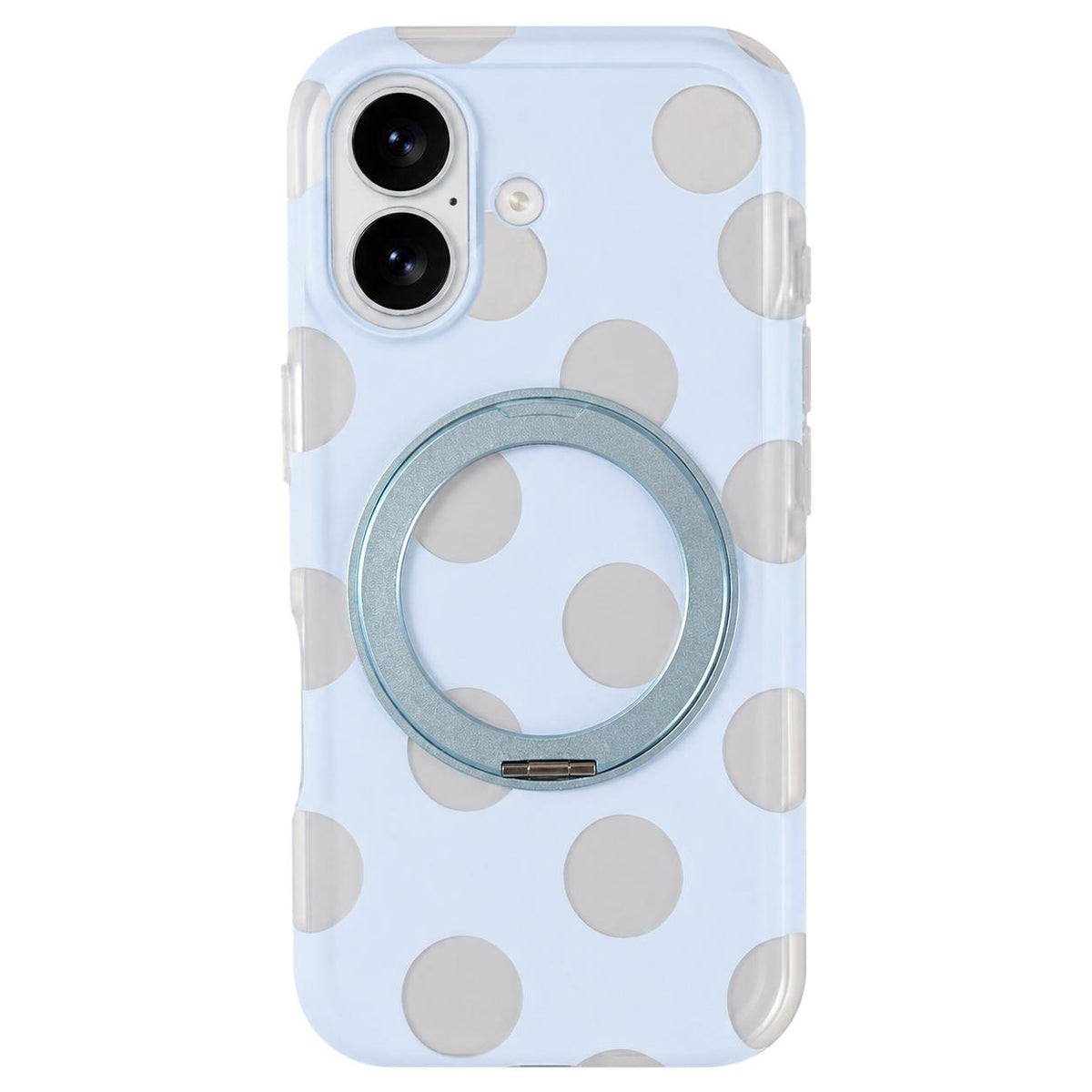 For iPhone 17 Dot Pattern 360 Ring Holder Magnetic Phone Case - Blue - EDA009831403C