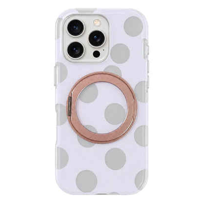 For iPhone 15 Pro Max Dot Pattern 360 Ring Holder Magnetic Phone Case - Rose Gold - EDA009831407A