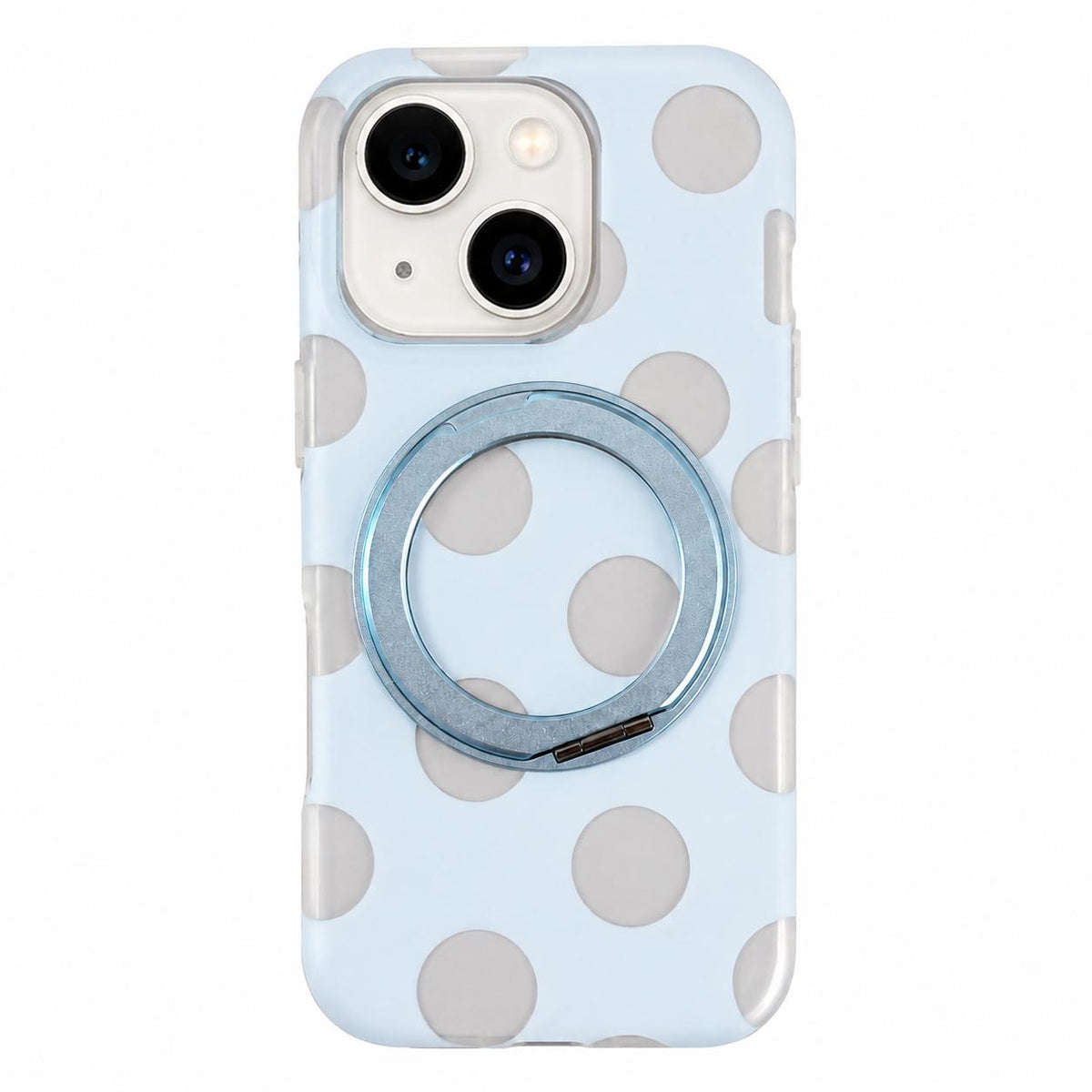 For iPhone 15 Dot Pattern 360 Ring Holder Magnetic Phone Case - Blue - EDA009831409C
