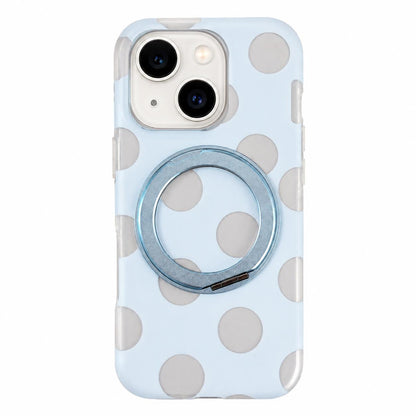 For iPhone 15 Dot Pattern 360 Ring Holder Magnetic Phone Case - Blue - EDA009831409C