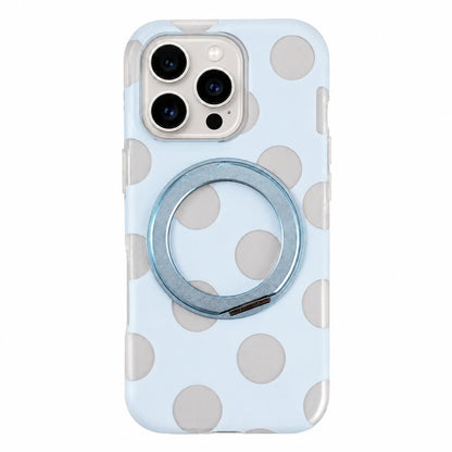 For iPhone 14 Pro Dot Pattern 360 Ring Holder Magnetic Phone Case - Blue - EDA009831411C
