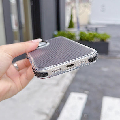 For iPhone 17 Dual-Color Carbon Fiber Texture Acrylic Hybrid TPU Phone Case - Gray - EDA009831603C