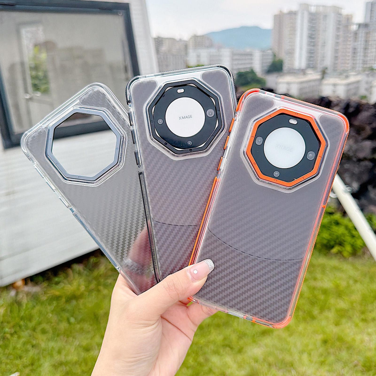 For Huawei Mate 60 Pro Dual-Color Carbon Fiber Texture Acrylic Hybrid TPU Phone Case - Black - EDA009831702B