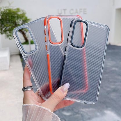 For Galaxy A55 5G Dual-Color Carbon Fiber Texture Acrylic Hybrid TPU Phone Case - Black - EDA009832105B