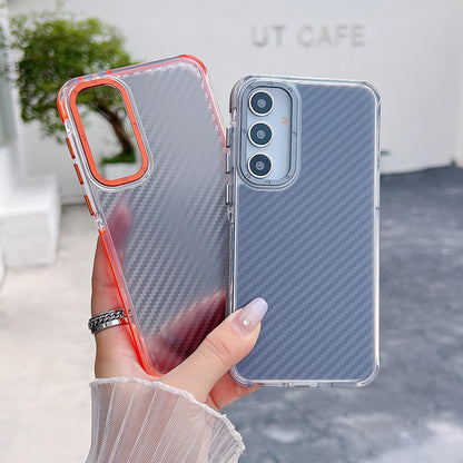 For Galaxy A55 5G Dual-Color Carbon Fiber Texture Acrylic Hybrid TPU Phone Case - Black - EDA009832105B