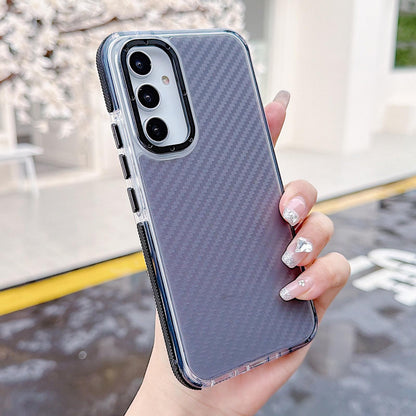 For Galaxy A54 5G Dual-Color Carbon Fiber Texture Acrylic Hybrid TPU Phone Case - Black - EDA009832106B