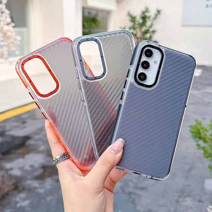 For Galaxy A54 5G Dual-Color Carbon Fiber Texture Acrylic Hybrid TPU Phone Case - Gray - EDA009832106C