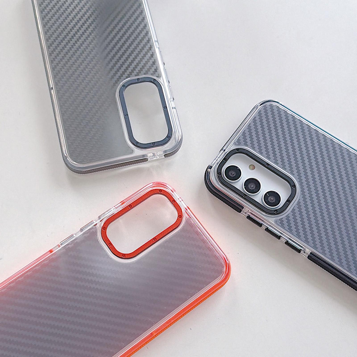 For Galaxy A54 5G Dual-Color Carbon Fiber Texture Acrylic Hybrid TPU Phone Case - Gray - EDA009832106C