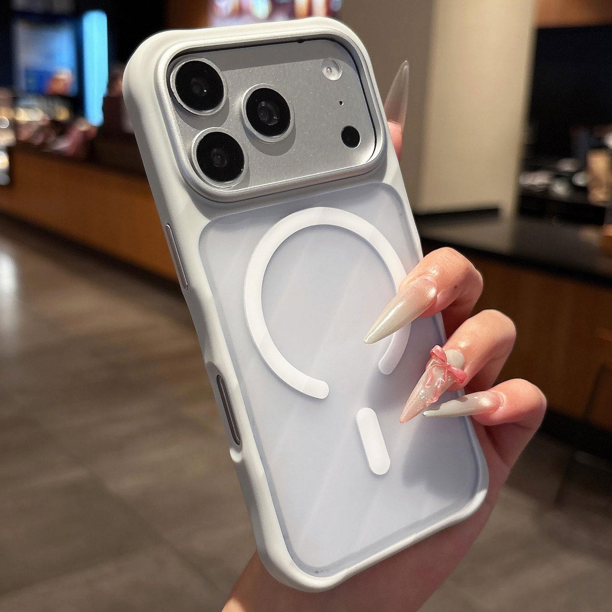 For iPhone 18 Pro Max / 17 Pro Max Shockproof Acrylic TPU Magnetic Phone Case - White - EDA009834701C