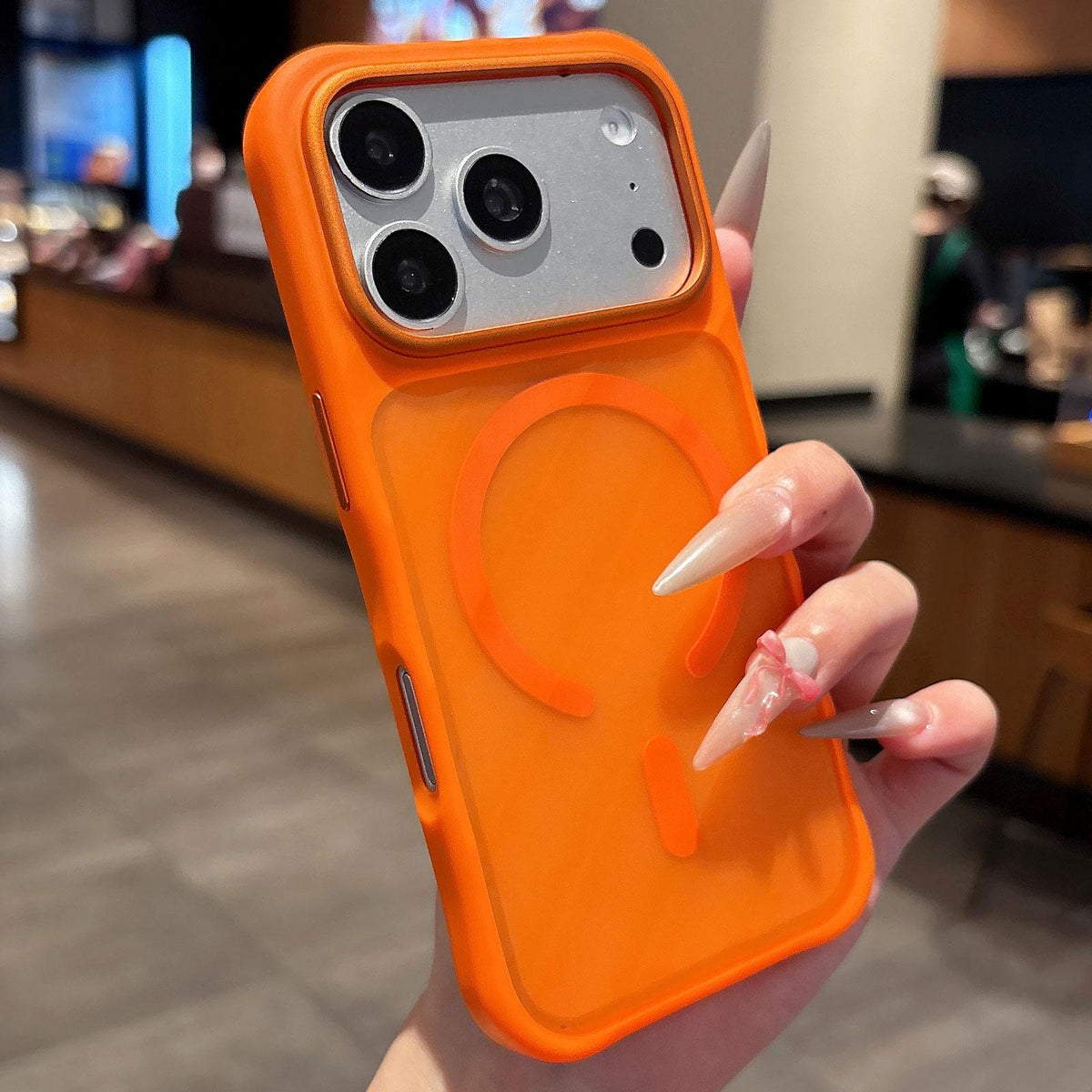 For iPhone 18 Pro / 17 Pro Shockproof Acrylic TPU Magnetic Phone Case - Orange - EDA009834702D
