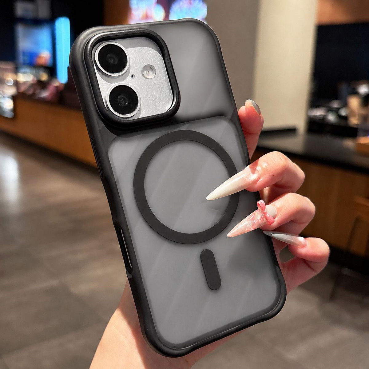 For iPhone 17 Shockproof Acrylic TPU Magnetic Phone Case - Black - EDA009834703B