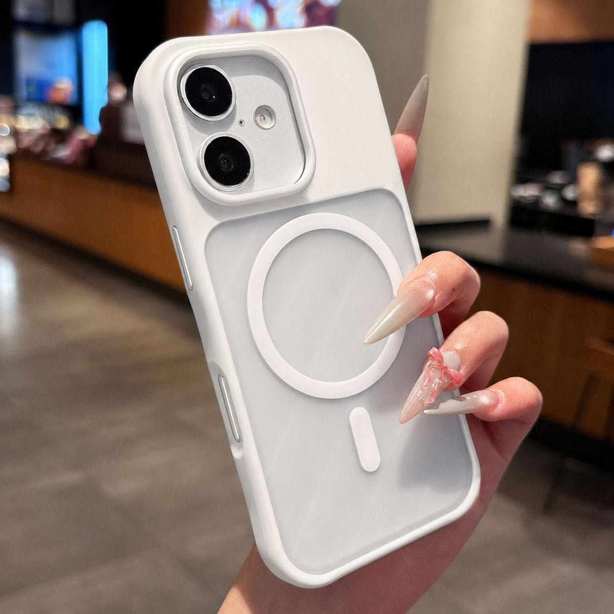 For iPhone 17 Shockproof Acrylic TPU Magnetic Phone Case - White - EDA009834703C