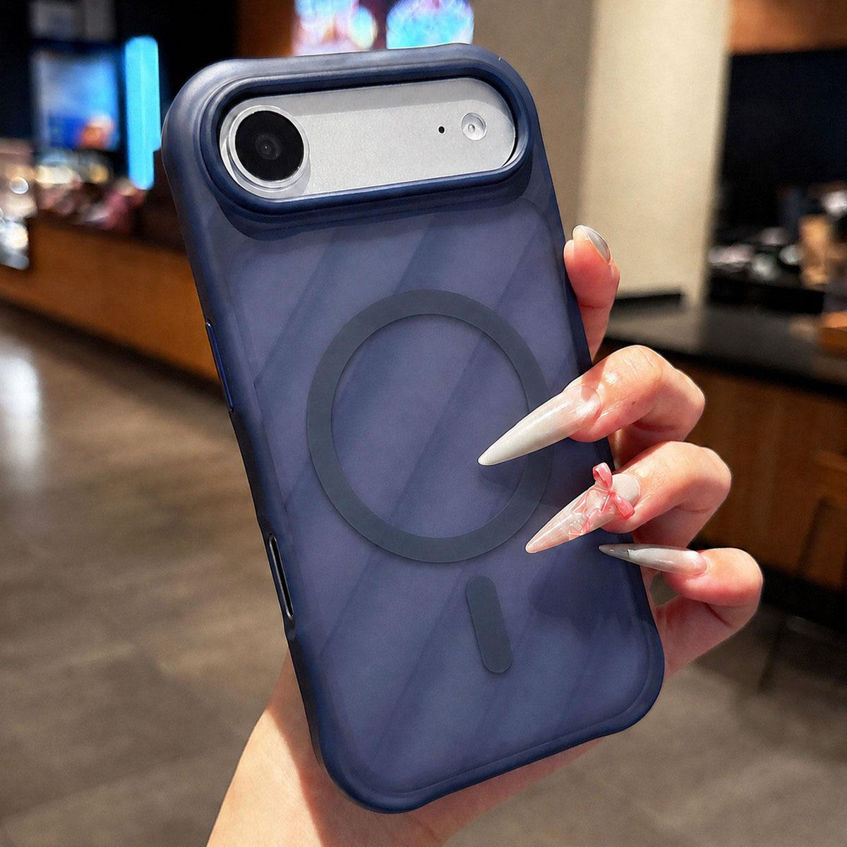 For iPhone Air Shockproof Acrylic TPU Magnetic Phone Case - Blue - EDA009834704A