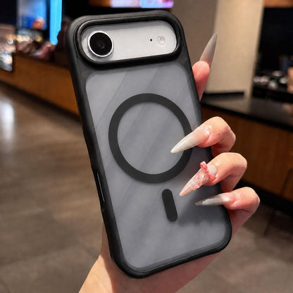 For iPhone Air Shockproof Acrylic TPU Magnetic Phone Case - Black - EDA009834704B