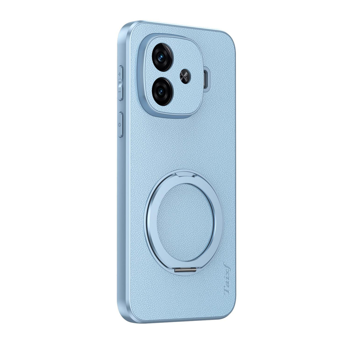 For iQOO Z9 Turbo Goatskin Vegan Leather Magnetic Phone Case With 360 Degree Rotating Holder - Blue - EDA009835001C