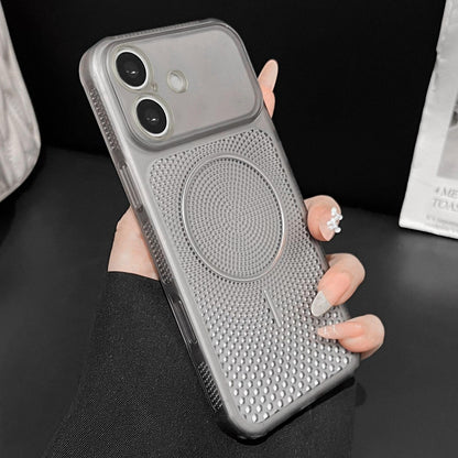 For iPhone 17 Precision-cut Magnetic Ring Heat-Dissipating PC Phone Case - Translucent Black - EDA009835213C