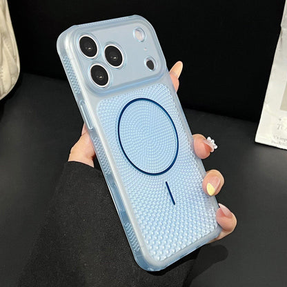 For iPhone 17 Pro Max Precision-cut Magnetic Ring Heat-Dissipating PC Phone Case - Translucent Blue - EDA009835215D
