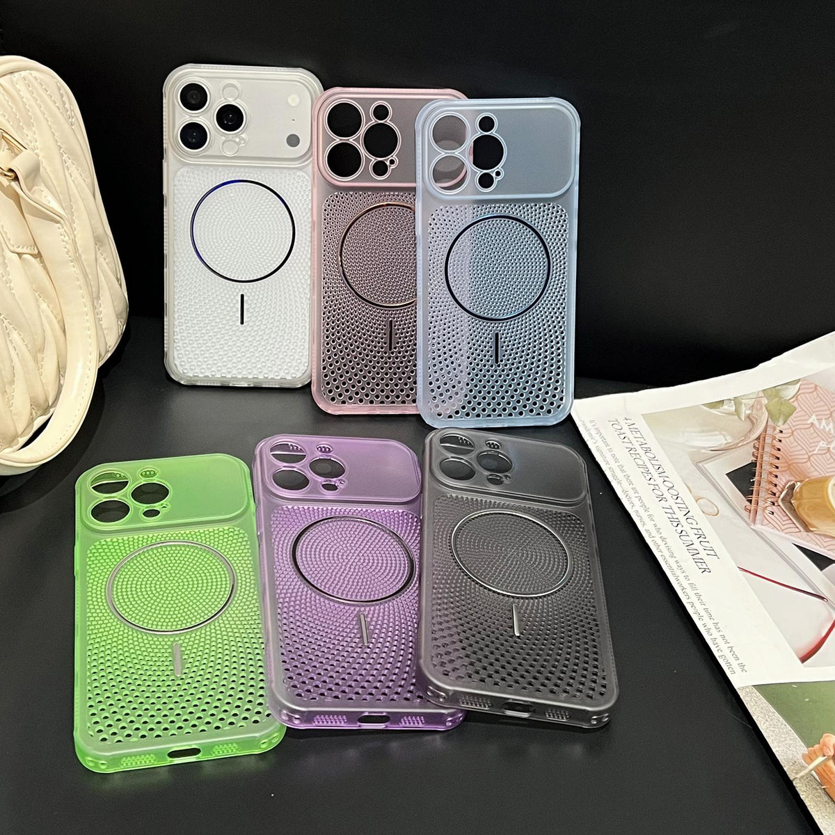 For iPhone 15 Pro Max Precision-cut Magnetic Ring Heat-Dissipating PC Phone Case - Translucent White - EDA009835209A
