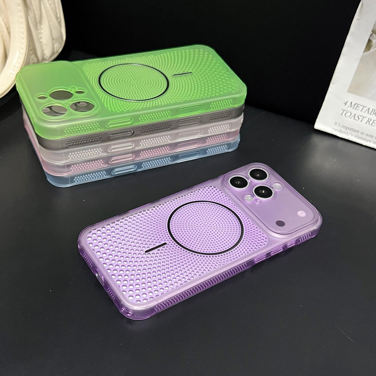 For iPhone 16 Pro Max Precision-cut Magnetic Ring Heat-Dissipating PC Phone Case - Translucent White - EDA009835212A