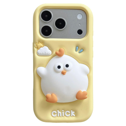 For iPhone 18 Pro / 17 Pro Pressable Chick Silicone Phone Case - White - EDA009835602A