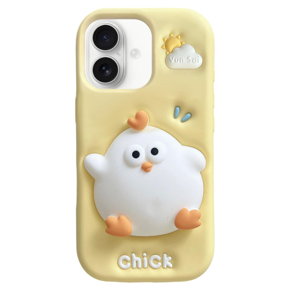 For iPhone 17 Pressable Chick Silicone Phone Case - White - EDA009835603A