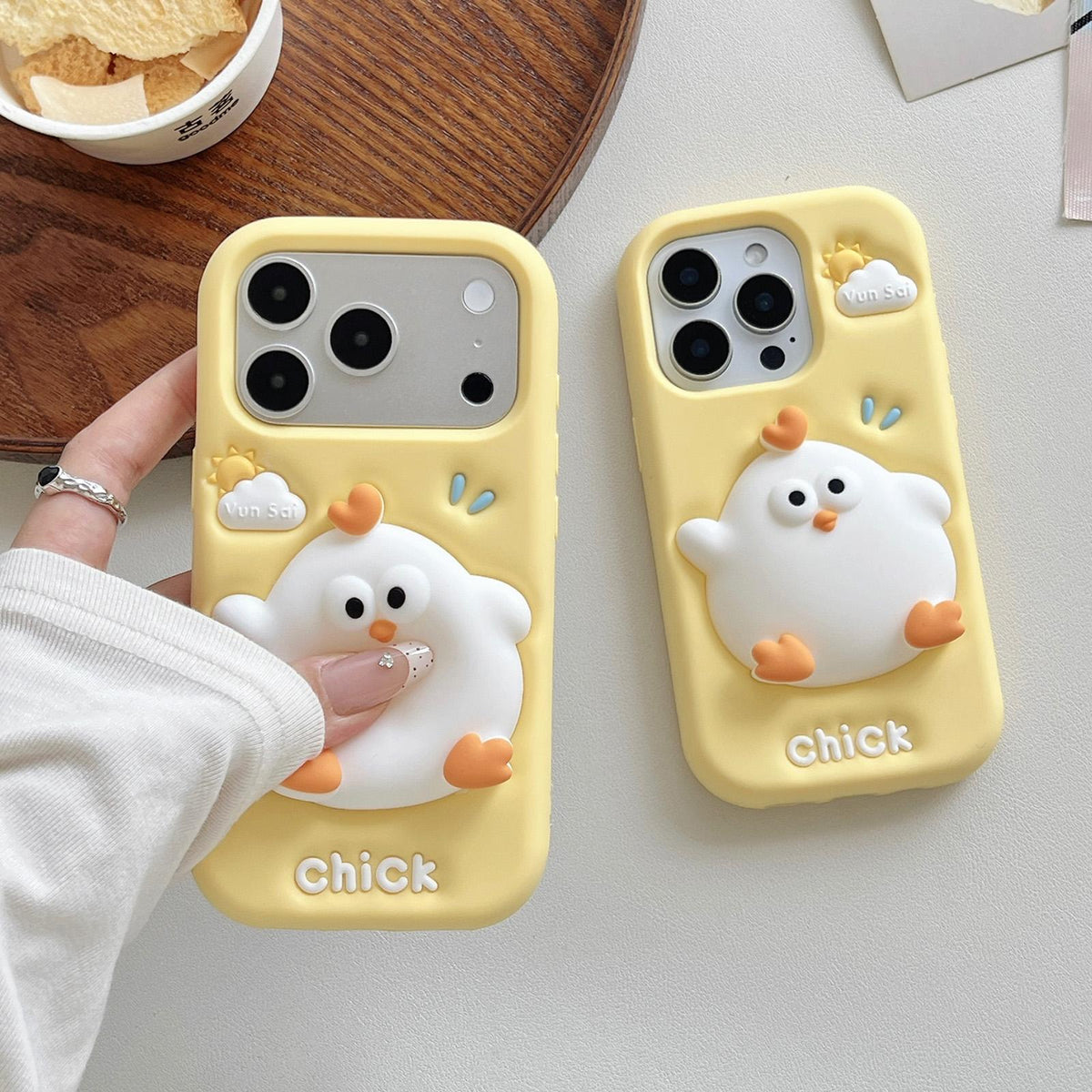 For iPhone 17 Pressable Chick Silicone Phone Case - White - EDA009835603A