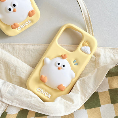 For iPhone 18 Pro / 17 Pro Pressable Chick Silicone Phone Case - White - EDA009835602A