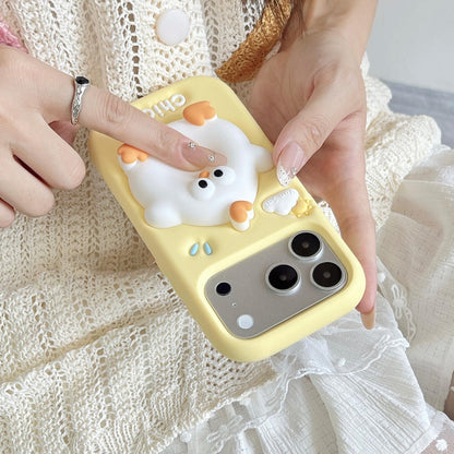 For iPhone 18 Pro Max / 17 Pro Max Pressable Chick Silicone Phone Case - White - EDA009835601A