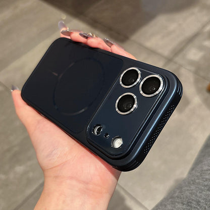 For iPhone 17 Pro Max Cooling Magnetic PC Hybrid TPU Frosted Phone Case - Dark Blue - EDA009838001A