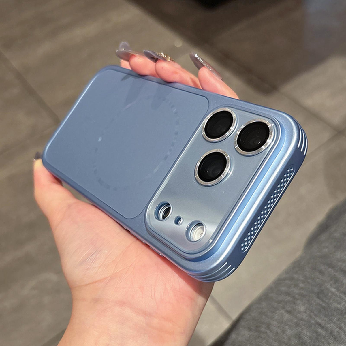 For iPhone Air Cooling Magnetic PC Hybrid TPU Frosted Phone Case - Light Blue - EDA009838004G