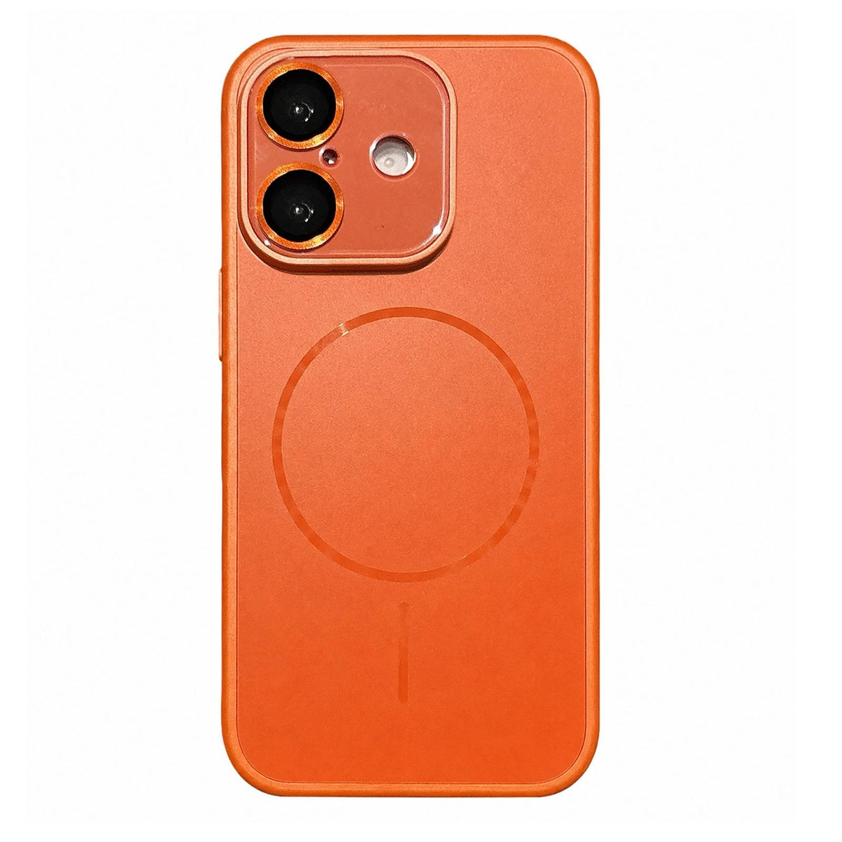 For iPhone 16 Cooling Magnetic PC Hybrid TPU Frosted Phone Case - Orange - EDA009838007B